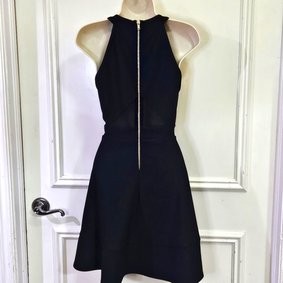 Emerald Sundae Black Sleeveless, Mesh Illusion A-Line Mini Dress,Large - Picture 8 of 16